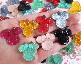 5/10 Assorted Minnie Mouse Sparkly Faux Rhinestones Flatback Resin Cabochon Embellishments Craft Charms Jewellery DIY