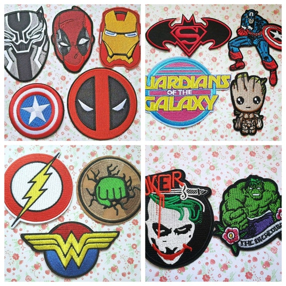 thumbnail image 2 of Superhero Iron-On Patch Set – Superman Batman Wonder Woman Captain America – Embroidered 2 of 5