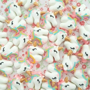 5/10 Cute Kawaii Unicorn Flatback Resin Cabochon Embellishment Decoden Craft Card Bow Charm Jewellery (Hook/NO Hook)
