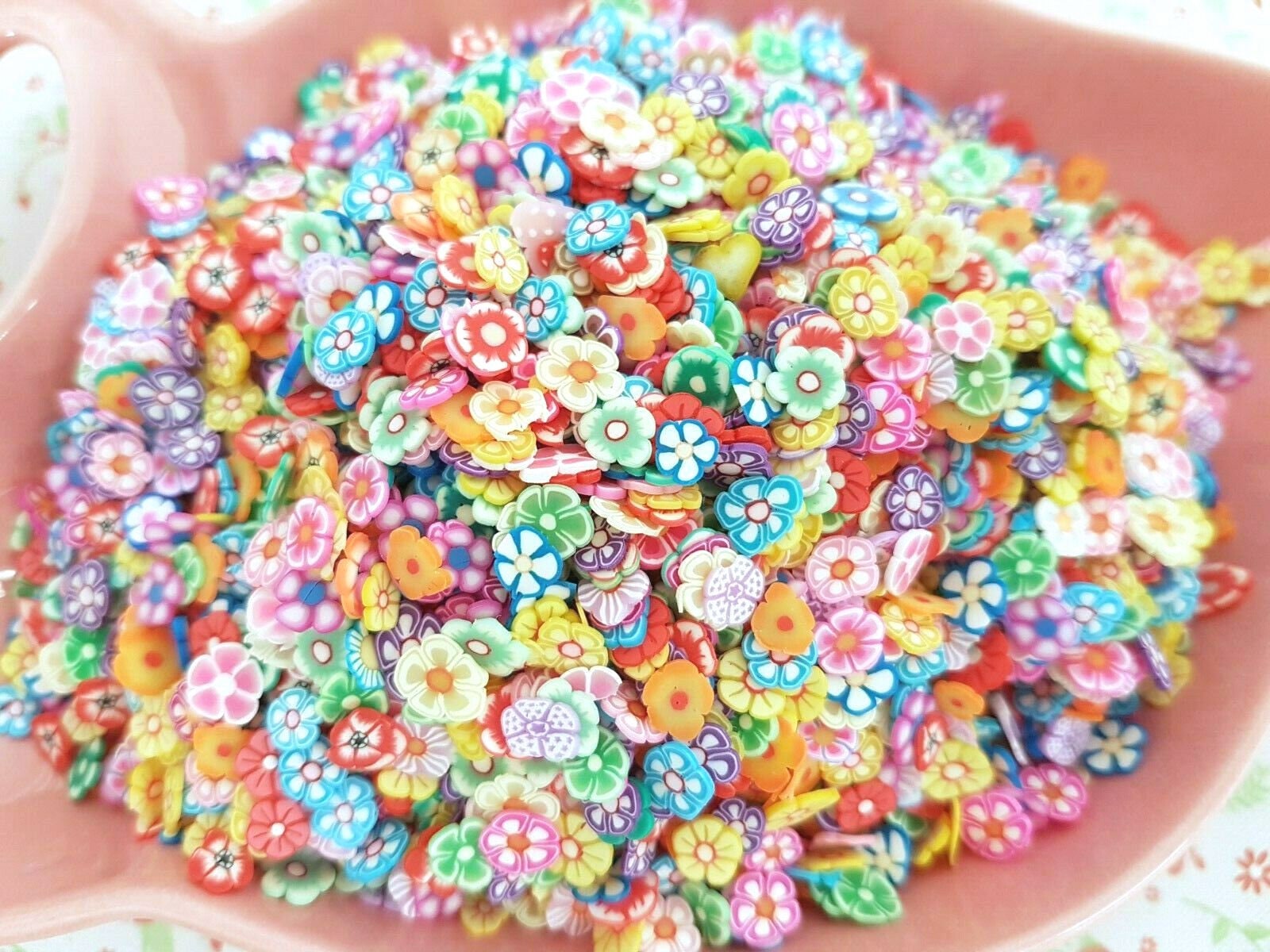 Assorted Polymer Clay Flower Sprinkles, Fimo Fake Sprinkle Mix