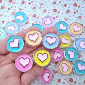 5/10 Assorted Heart Love Pastel Round Acrylic Beads Spacer Necklaces Bracelets Jewellery Findings DIY UK