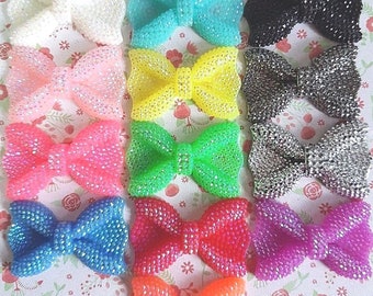 42mm Faux Rhinestones AB Sparkly Bow Resin Flatback Cabochon Decoden Kawaii Crafts Jewellery Hair Bow DIY