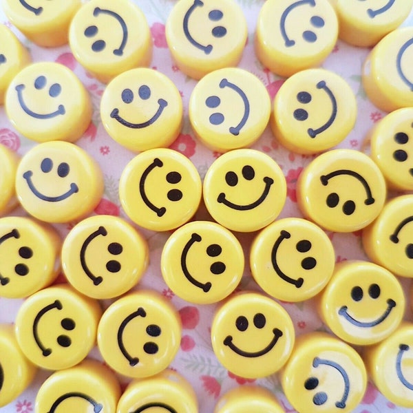 2/5 Fine Céramique Jaune Happy Smiley Visage Perles Entretoise En Porcelaine Bracelet Boucles D'oreilles Boho Bijoux Résultats CRAFT UK * NON Comestible *