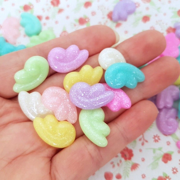 5/10 Assorted Baby Angel Wings Flatback Resin Cabochon Embellishment Decoden Craft Card Bow Charm Jewellery DIY UK