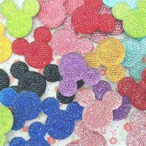5/10 Surtido de grandes diamantes de imitación brillantes de Mickey Mouse, cabujón de resina con parte trasera plana, adornos, dijes artesanales, joyería, bricolaje