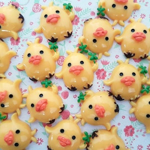 5/10 kawaii desenho animado pato base plana resina cabochão enfeite decodificador artesanato cartão arco charme joias diy reino unido