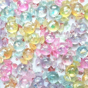 5/10 Assorted Pastell glitzernde süße Flatback Harz Cabochon Verschönerung Decoden Handwerk Karte Bogen Charm Schmuck DIY UK