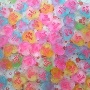 5/10 Assorted Ombre Konversation Liebe Herz Candy Harz Anhänger Flatback Kawaii Valentine Handwerk Schmuck DIY *NICHT essbar* ( Haken/Kein Haken)