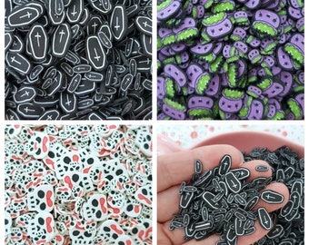 10g/20g Assorted 5/10mm Quality Halloween Skulls Couldrons Coffins Fimo Clay Slices Sprinkles Decoden Slime Nail Art Craft UK *Not Edible*