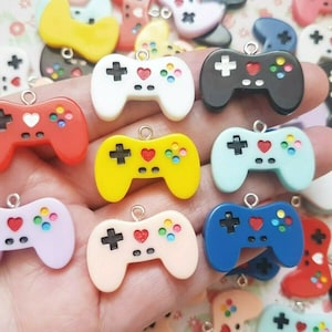 5/10 Assorted Game Controller Charms Cabochons Flatback Embellishments Craft Pendants Earring Jewellery (With Hook) UK
