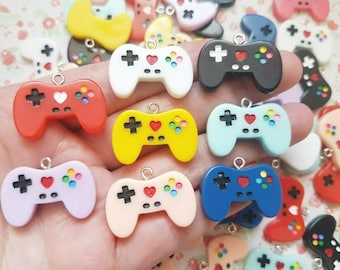 5/10 Assorted Game Controller Charms Cabochons Flatback Embellishments Craft Pendants Earring Jewellery (With Hook) UK