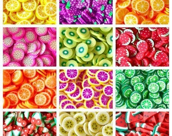 10g / 20g hochwertige Kawaii Faux Mini Früchte Fimo Modelliermasse Scheiben Dekoden Streusel Slime Nail Art CRAFT UK *NICHT essbar*