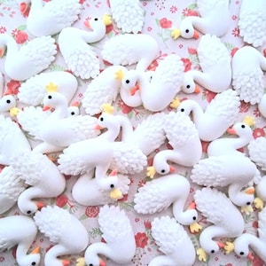5/10 belle cygne oiseau résine Flatback Cabochon Decoden embellissements carte artisanat breloques cheveux arc bijoux bricolage royaume-uni