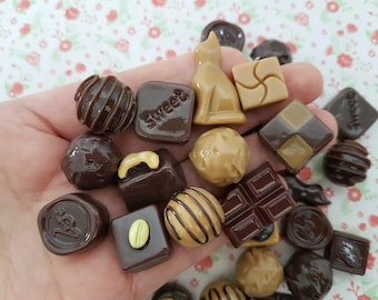 5/10 Assorted Chocolate Resin Flatback Cabochon Embellishments Decoden Charm Kawaii Slime Craft Bow Jewellery DIY **NOT Edible**