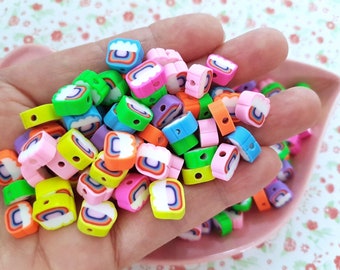 20/50/100pcs x 10mm diverse kwaliteit kleurrijke regenbogen polymeer klei kralen rekbare armband sieraden kids CRAFT UK * NIET eetbaar *