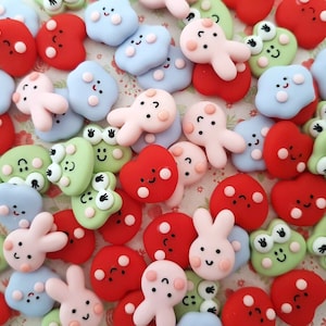 5/10 assortis Kawaii nuage coeur lapin grenouille dos plat embellissement en résine artisanat Decoden breloques cabochon bricolage Royaume-Uni