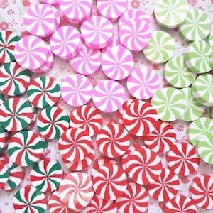 5/10 Round Swirly Peppermint Candy Sweet Polymer Clay Embellishment Cabochon Crafts Kawaii Jewellery DIY UK *NOT Edible*