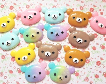 2/4/6 Cute Kawaii Adorable Bear Resin Flatback Cabochon Embellishment Crafts Decoden Bow Charms Jewellery DIY UK