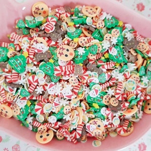10g/20g Quality Christmas Mix Holiday Reindeer Gingerbread Candy Fimo Clay Slices Sprinkles Decoden Slime Nail Art CRAFT UK *Not Edible*