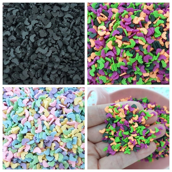 10g / 20g Assortiment 5mm Qualité Halloween Chauves-souris Chauves-souris noires Chauves-souris pastel Fimo Clay Tranches Sprinkles Decoden Slime Nail Art Craft UK * Non comestible *