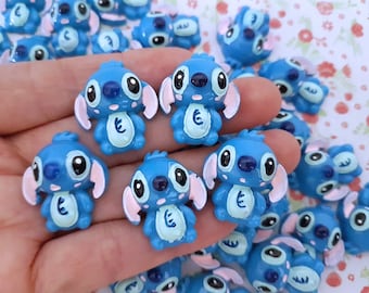 5/10 Cute Lilo Stitch Cartoon Flatback Resin Cabochon Embellishment Decoden Craft Card Bow Charm Jewellery DIY UK (Hook/NO Hook)