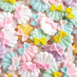 5/10 Assorted Lovely Pastel Seashell Cabochons Resin Flatback Embellishments Decoden Craft Jewellery DIY UK