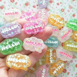5/10 Scintillante CIAO! Messaggio Bubble Flatback resina abbellimento artigianato decoden cabochon fascino fai da te UK