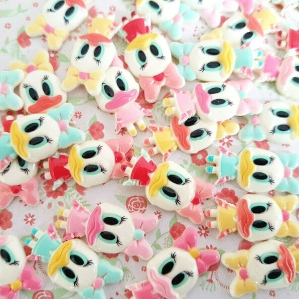 5/10 Assortiment Baby Daisy Duck Cartoon Flatback Resin Cabochon Embellishment Decoden Craft Card Bow Charm Bijoux DIY UK