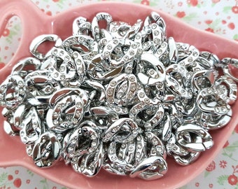HOT Fashionable Acrylic Rhinestone Silver or Gold Effect Open Chain Links Twist Links for Necklaces Bracelet Jewellery Making DIY UK