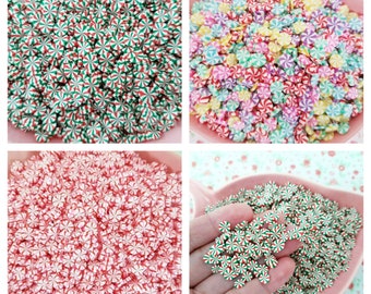 10g/20g Quality Christmas Holiday Red Green Rainbow Peppermint Candy Fimo Clay Slices Sprinkles Decoden Slime Nail Art CRAFT UK *Not Edible*