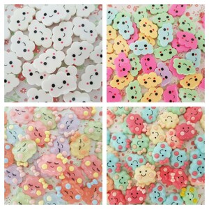 5 Smiley Clouds Flatback Resin Embellishment Kawaii Crafts Cabochon Decoden Jewellery DIY