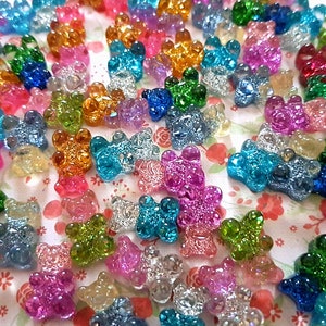 10/20 Assorted Quality Two Tone Sparkly Gummy Bear Resin Flatback for Charm Pendants Earring Jewellery Crafts DIY UK **NOT Edible**(No Hook)