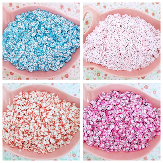 10g/20g High Quality Pink Bunny Blue Cloud Pizza Fimo Clay Slices Sprinkles Decoden Slime Nail Art CRAFT UK *Not Edible*