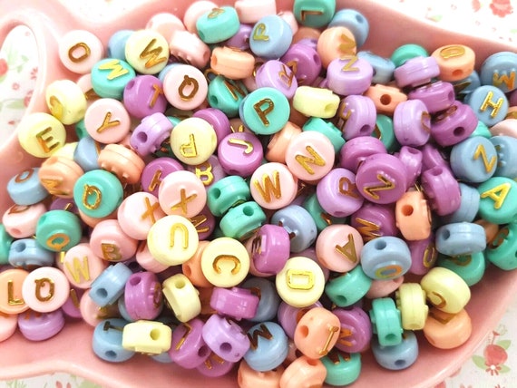 200 pcs Retro Gold Alphabet Beads Round A to Z Letter Spacers Acrylic For  Crafts