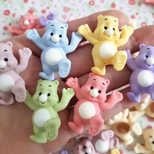 5/10 Assorted Cute Large Kawaii Pastel Cartoon Bears Cabochons Flatback Embellishments Craft Charm DIY UK *NO Hook/With Hook*