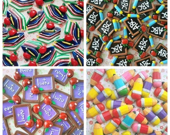 5/10 Assorted Abc Apple Pencil Books Blackboard Bus Back to School Flatback Resin Embellishment Teacher Craft Decoden Cabochon Charm DIY UK