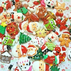 5/10 Diverse Mix Kerst Plaksteen Hars Cabochon Versiering Decoden Craft Card Bow Charm DIY UK