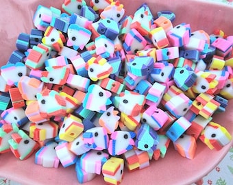 20/50/100pcs x 10mm diverse kwaliteit kleurrijke eenhoorn polymeer klei kralen rekbare armband sieraden kids CRAFT UK