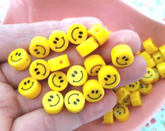 5/10/20/50 kwaliteit acryl gele smiley kralen spacer armband boho sieraden bevindingen CRAFT UK -6/8/10/12/14 mm horizontaal gat