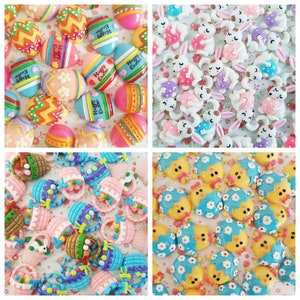 5/10 sortidas cesta de ovos de coelhinho da páscoa com parte traseira plana enfeite de resina artesanato decoden cabochão charme diy reino unido * NÃO comestível *