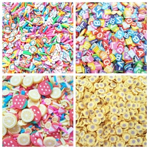 10g/20g Calidad Kawaii Fresa Limonada Rainbow Sunflower Letras Fimo Arcilla Rebanadas Sprinkles Decoden Slime Nail Art CRAFT UK *NO Comestible*