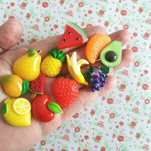 5/10 Assorted Fruit Banana Strawberry Avocado Grape Lemon Apple Pineapple Pear Flatback Resin Crafts Charm Cabochon Decoden Hair Bow DIY UK