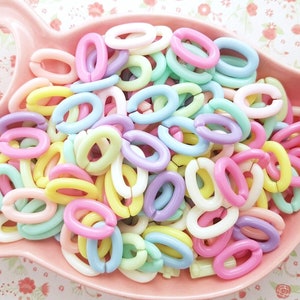 100 Assorted Mix Kawaii Acrylic Plastic Pastel Chain Link for Necklaces Bracelets Jewellery Making DIY UK