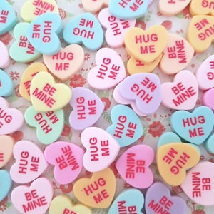 Geassorteerd schattig pastel gesprek hart knuffel me snoep hars bedel plaksteen kawaii ambachtelijke sieraden doe-het-zelf * NIET eetbaar * (haak/GEEN haak)