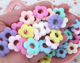 100 Pastel Pearly Mini Daisy Flower Craft Embellishment/Plastic Pearl/Bead B71 