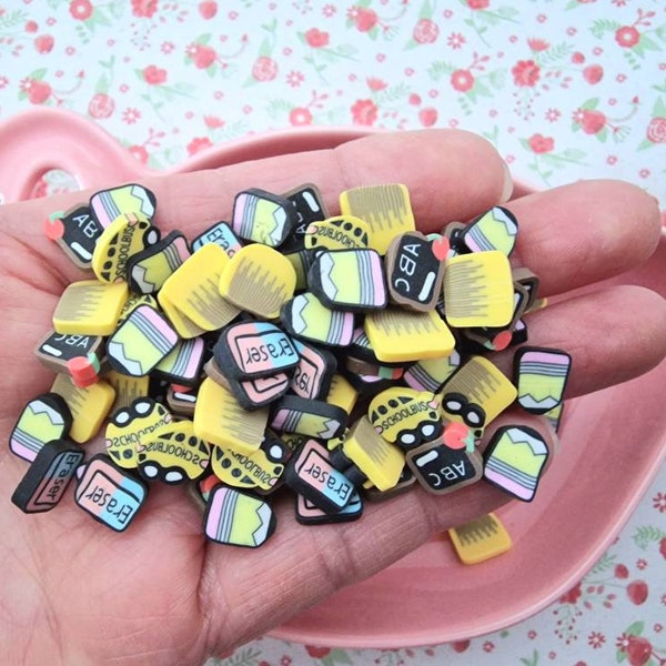 10mm Assorted School Theme Slices Fimo Polymer Clay Sprinkles Decoden Slime Resin Nail Art CRAFT UK *NOT Edible*