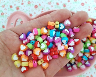 50/100 Assorted Multicoloured Star Heart Acrylic Beads Spacer for Necklaces Bracelets Jewellery Making DIY UK