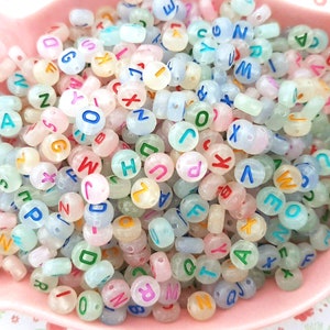 Alfabeto acrílico que brilha no escuro, 7mm, letras de cores sortidas, contas redondas, artesanato para pulseiras, fabricação de jóias, faça você mesmo, reino unido