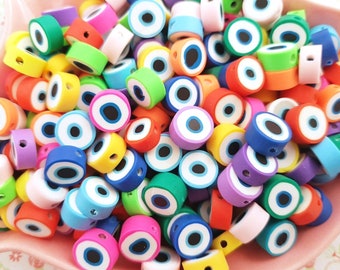 50/100 geassorteerde kwaliteit veelkleurige boze oog polymeerklei kralen rekbare armband sieraden kinderen CRAFT UK *NIET eetbaar*