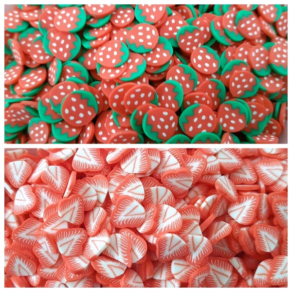 10/20g x 10mm Assorted Strawberry Slice Fimo Polymer Clay Sprinkles Decoden Slime Nail Resin Art CRAFT UK *NOT Edible*